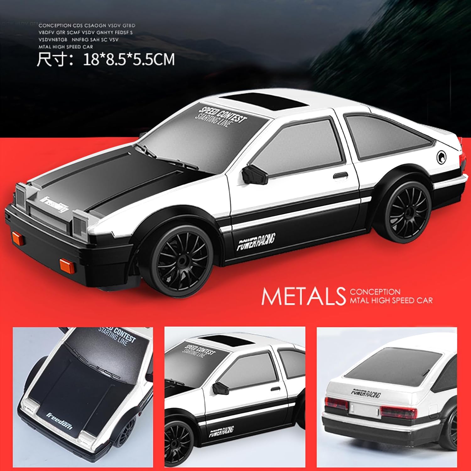 ACAMMZAR RC Drift auto met afstandsbediening, voor kinderen, 1:24, 20 km/u, 4 WD, op afstand bestuurde auto, met 2 batterijen voor volwassenen, grijs ACAMMZAR RC Drift auto met afstandsbediening, voor kinderen, 1:24, 20 km/u, 4 WD, op afstand bestuurde auto, met 2 batterijen voor volwassenen, grijs