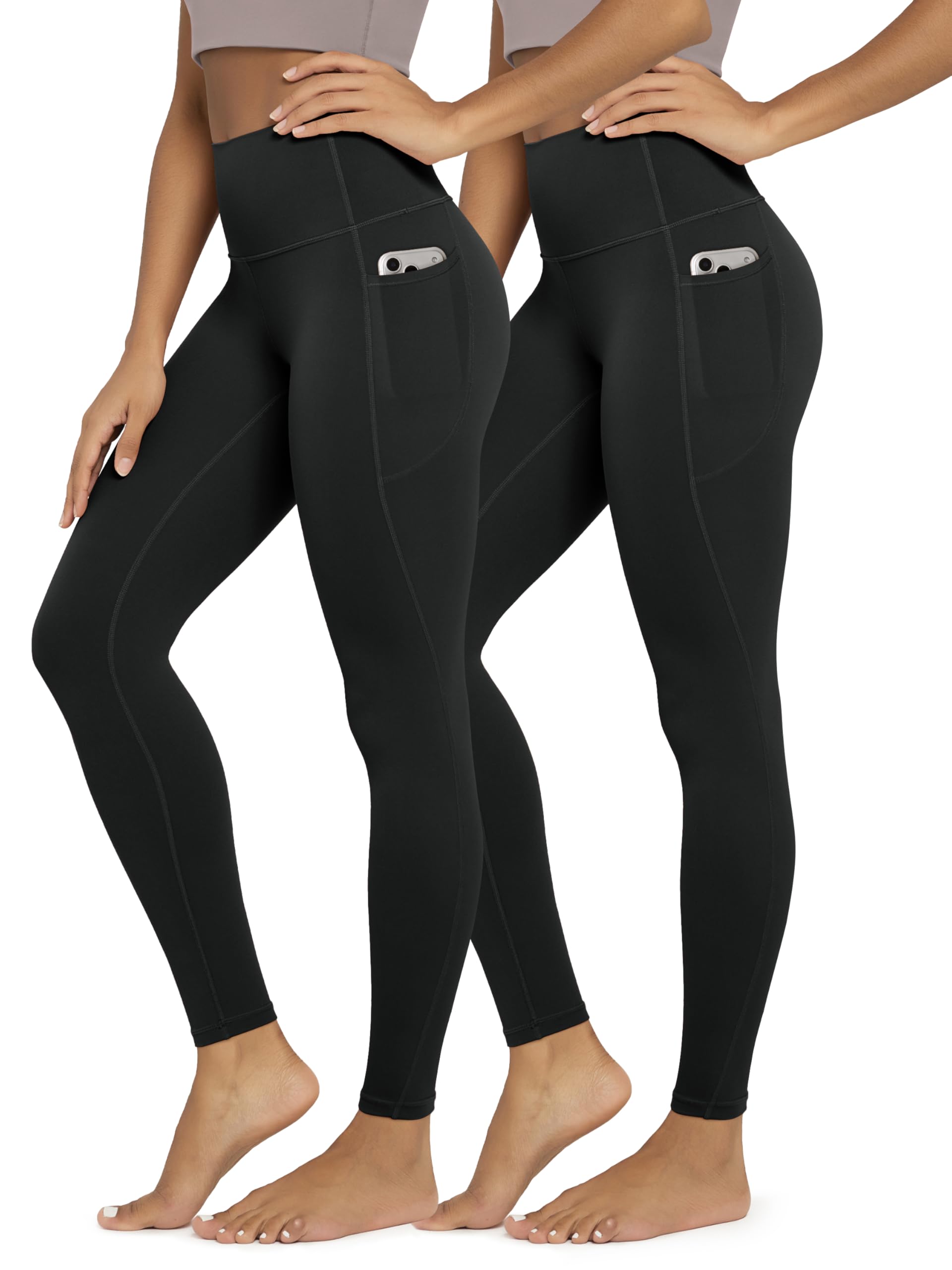 ODODOS 2-Pack Buttery Soft Lounge Yoga Leggings with Pockets for Women 23" / 25" / 28" High Waist Yoga Pants