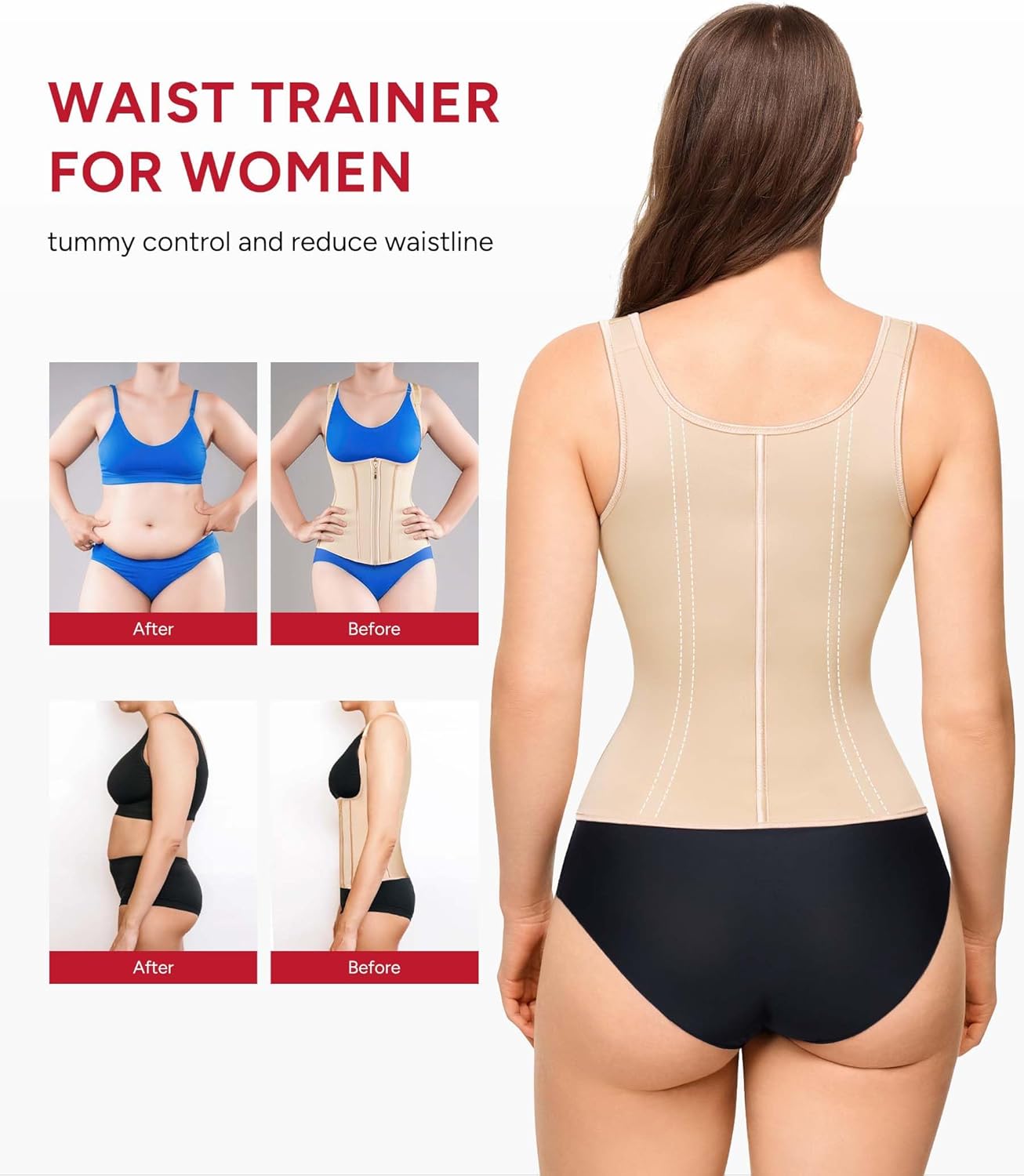 Nebility Waist Trainer for Women Corset Shapewear Tummy Control Faja Body Shaper Waist Cincher with Adjustable Strap - Image 2