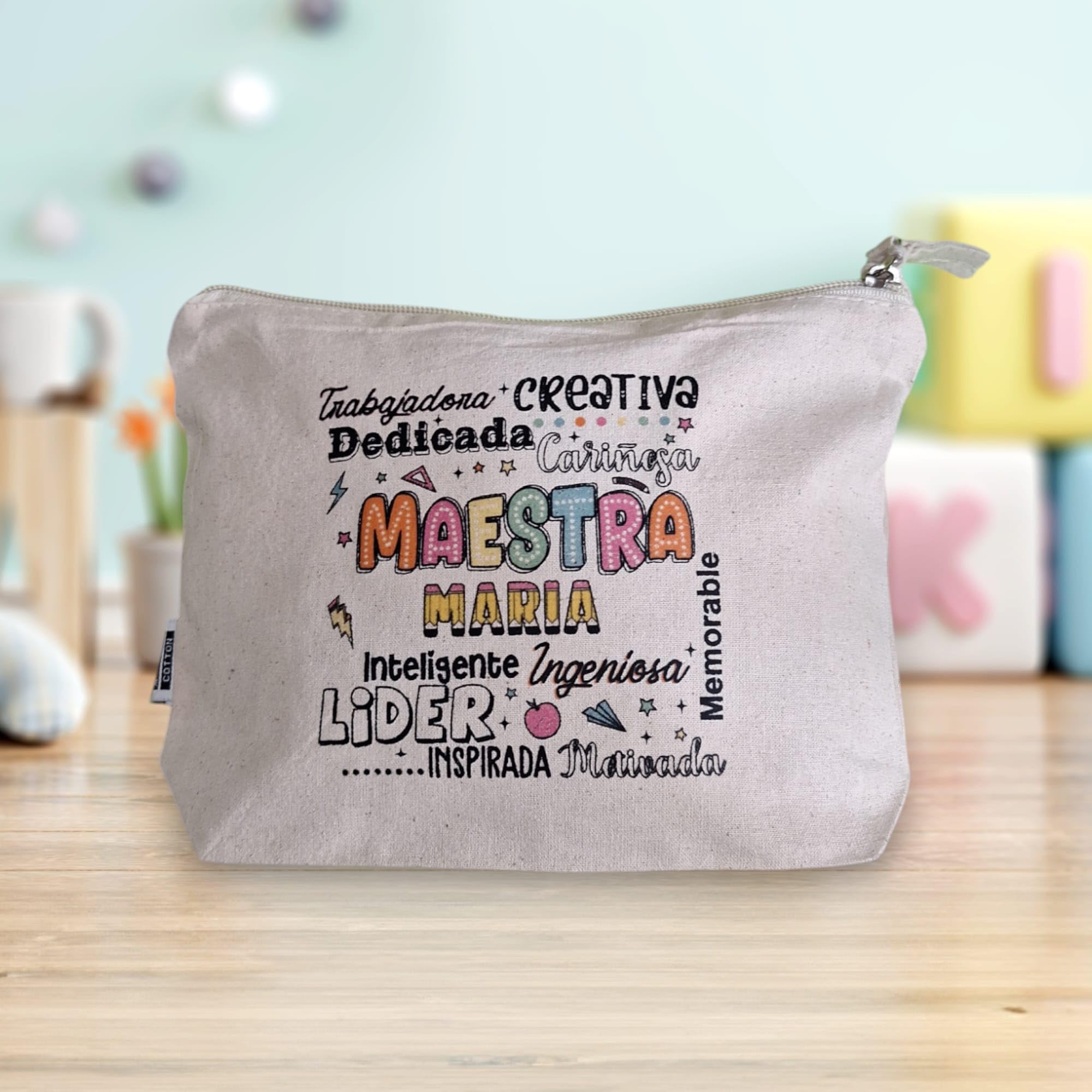 Genérico Pack de Regalo personalizado con nombre y texto, para maestras, Profesoras, profesoras de guardería.