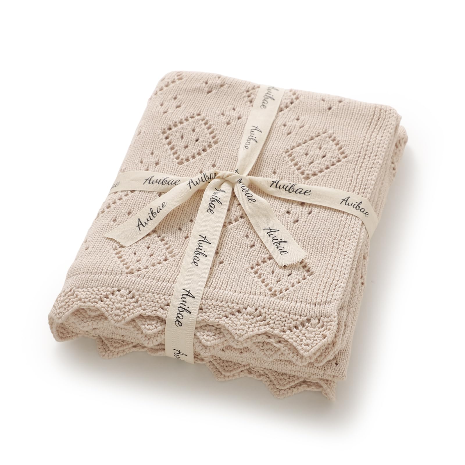 Avibae Baby Swaddle Blanket 100% Cotton Gender Neutral Pointelle Receiving Blanket for Boys Girls Cuddle Stroller Crib
