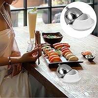 Vista 5 de Tofficu Mantequillera de cerámica con cúpula de acero inoxidable, plato redondo de mantequilla de porcelana para queso, bandeja de soporte