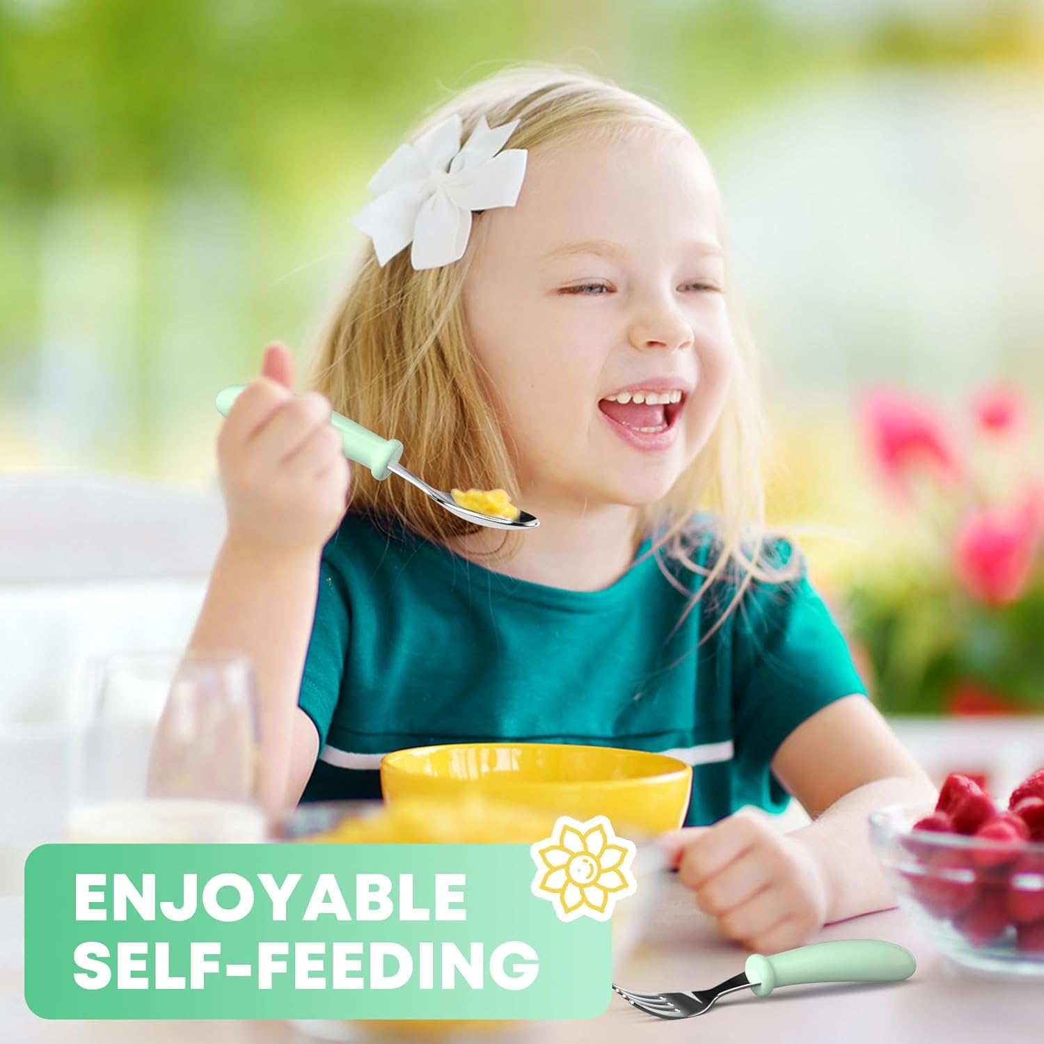 Toddler Utensils, Toddler Forks and Spoons, Baby Stainless Steel Silverware Set with Storage Box for Self Feeding Safe, Dishwasher Safe (2 Set with Case) - Image 5