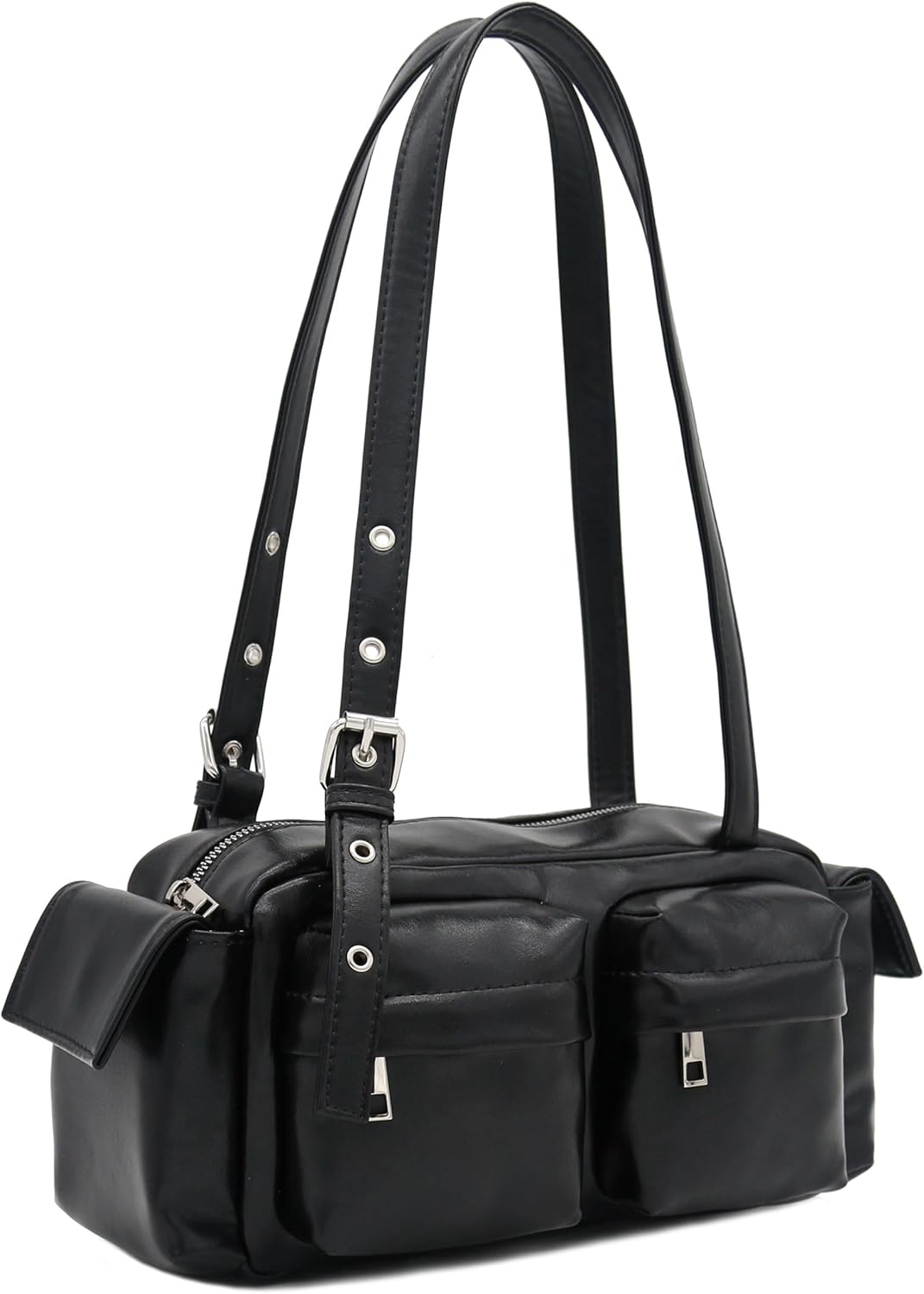 FashionPuzzle PU Leather Multiple Cargo Pockets Shoulder Bag