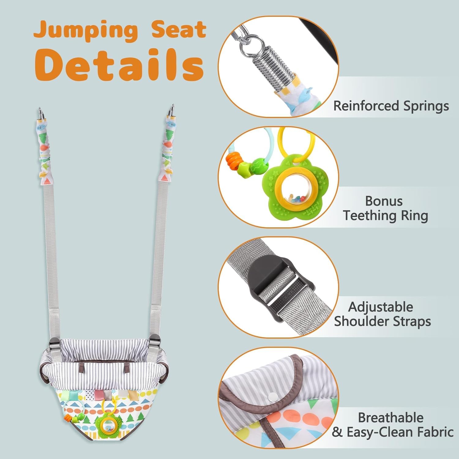Balançoire 2 en 1 pour bébé - Convient pour l'intérieur et l'extérieur - Elle dispose d'une ceinture de sécurité à cinq points, d'un design peu encombrant et est stable et sûre pour les bébés