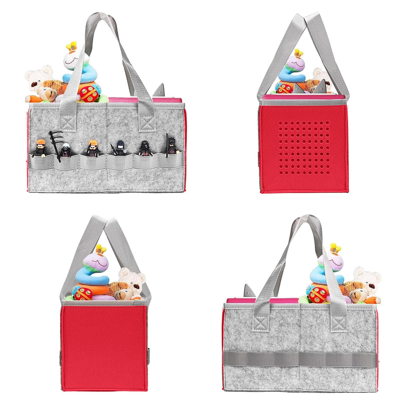Sac De Transport Et Rangement Pour Toniebox – En Feutre Rouge – Compartiments Pour Boîtier, Écouteurs Et 30-40 Figurines – Poignée Pratique – Accessoire Organisateur