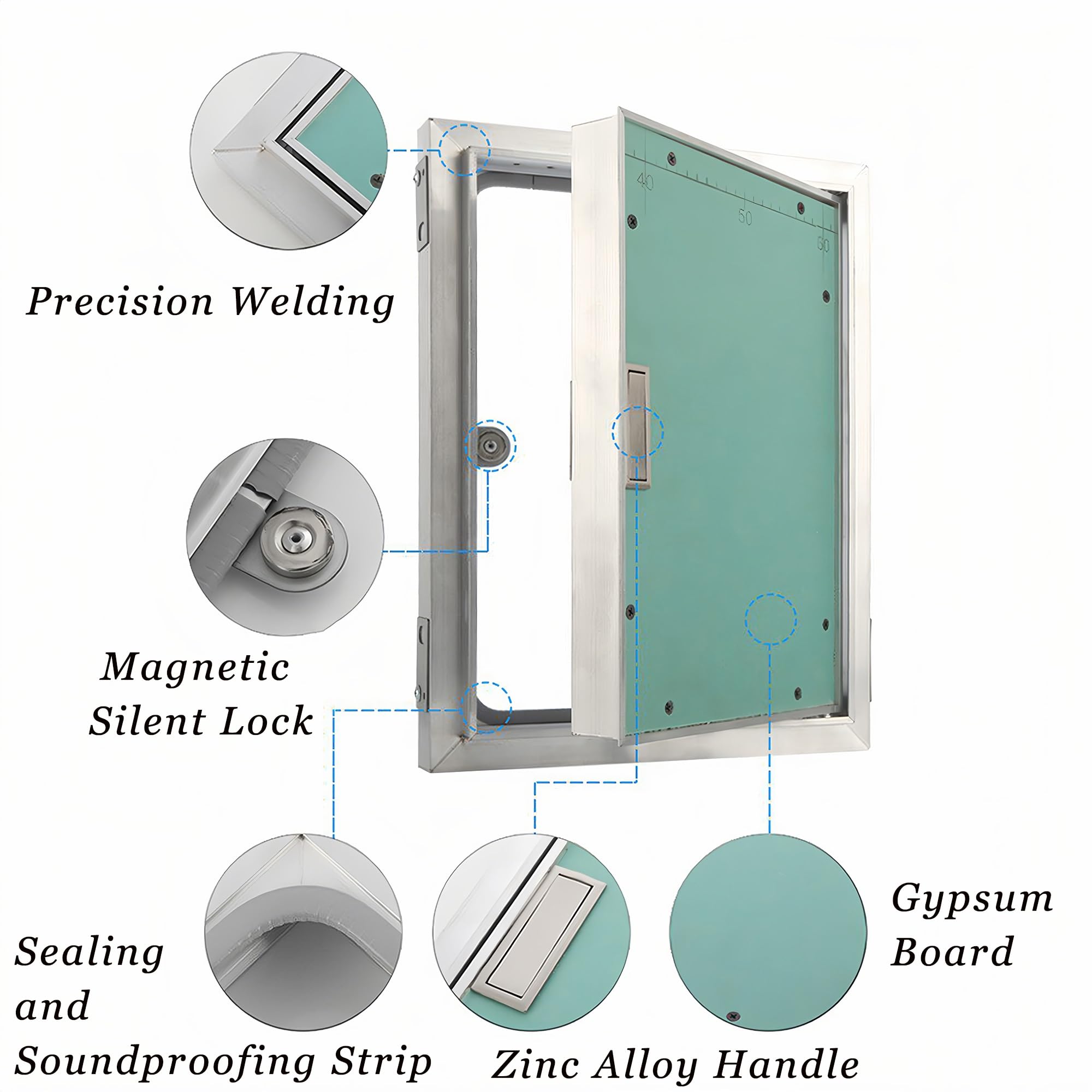 Panel de Acceso para Paredes de Yeso Placa de Yeso Pintable Marco de Aluminio Puerta de Mantenimiento Invisible(W30xH99cm)