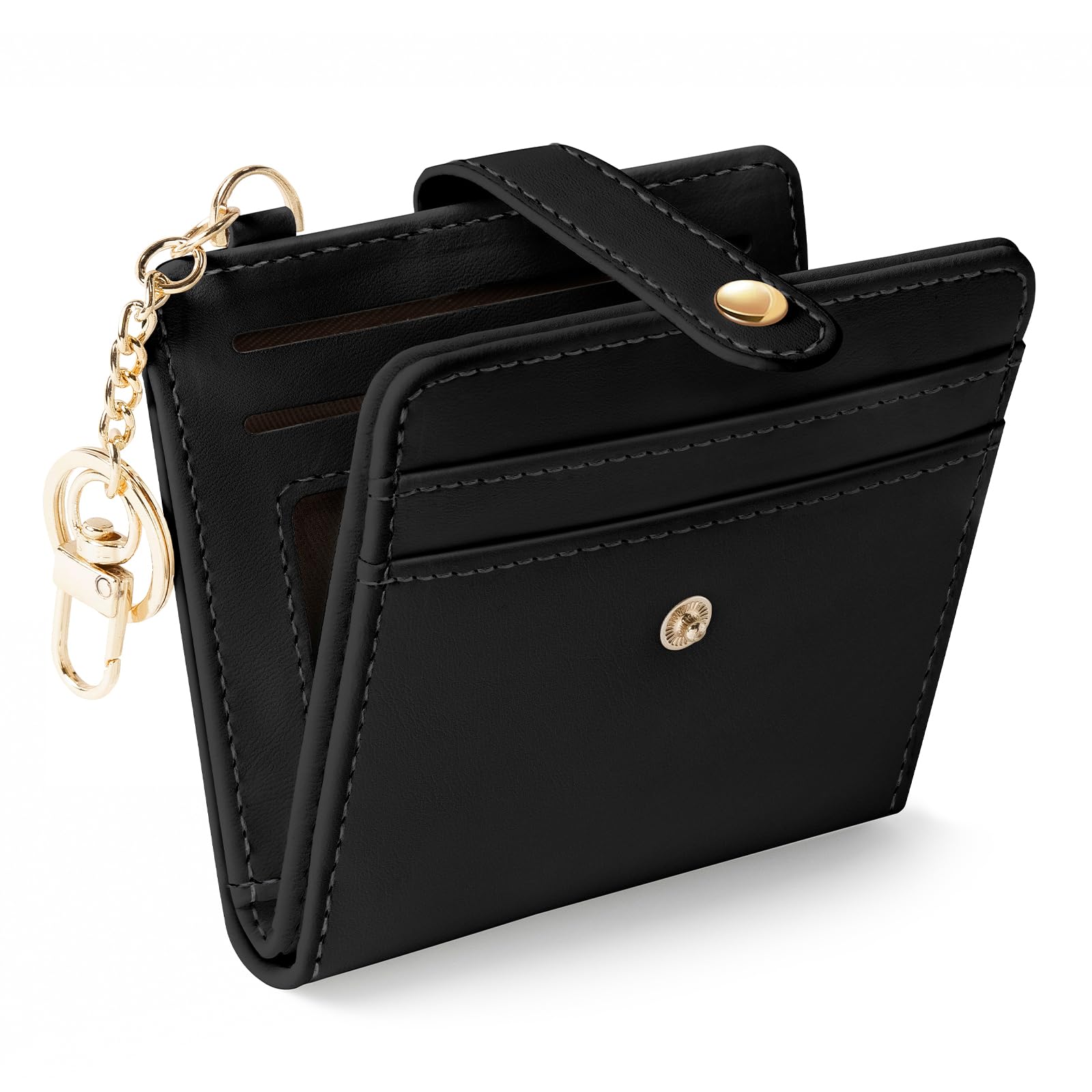 Jogjam Black Rfid Ladies Wallet, Small Slim Thin Compact Credit Card Women Wallet, PU Leather Bifold Cash Zipper Coin Pocket ID Window for Female