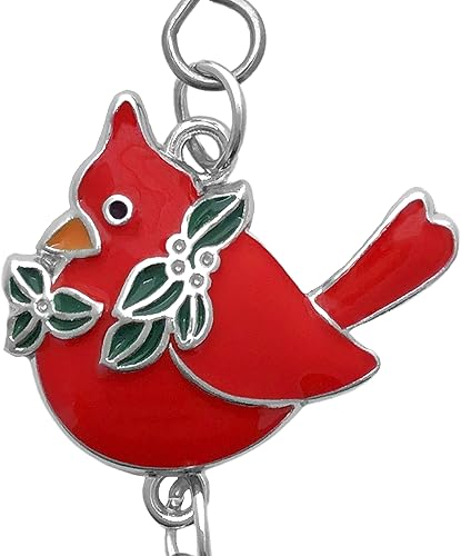 Miniatura 6 de BANBERRY DESIGNS Cardinal - Gancho para adornos navideños con gancho en S y pinza de langosta, juego de 30 unidades, cardenal esmaltado con hojas de