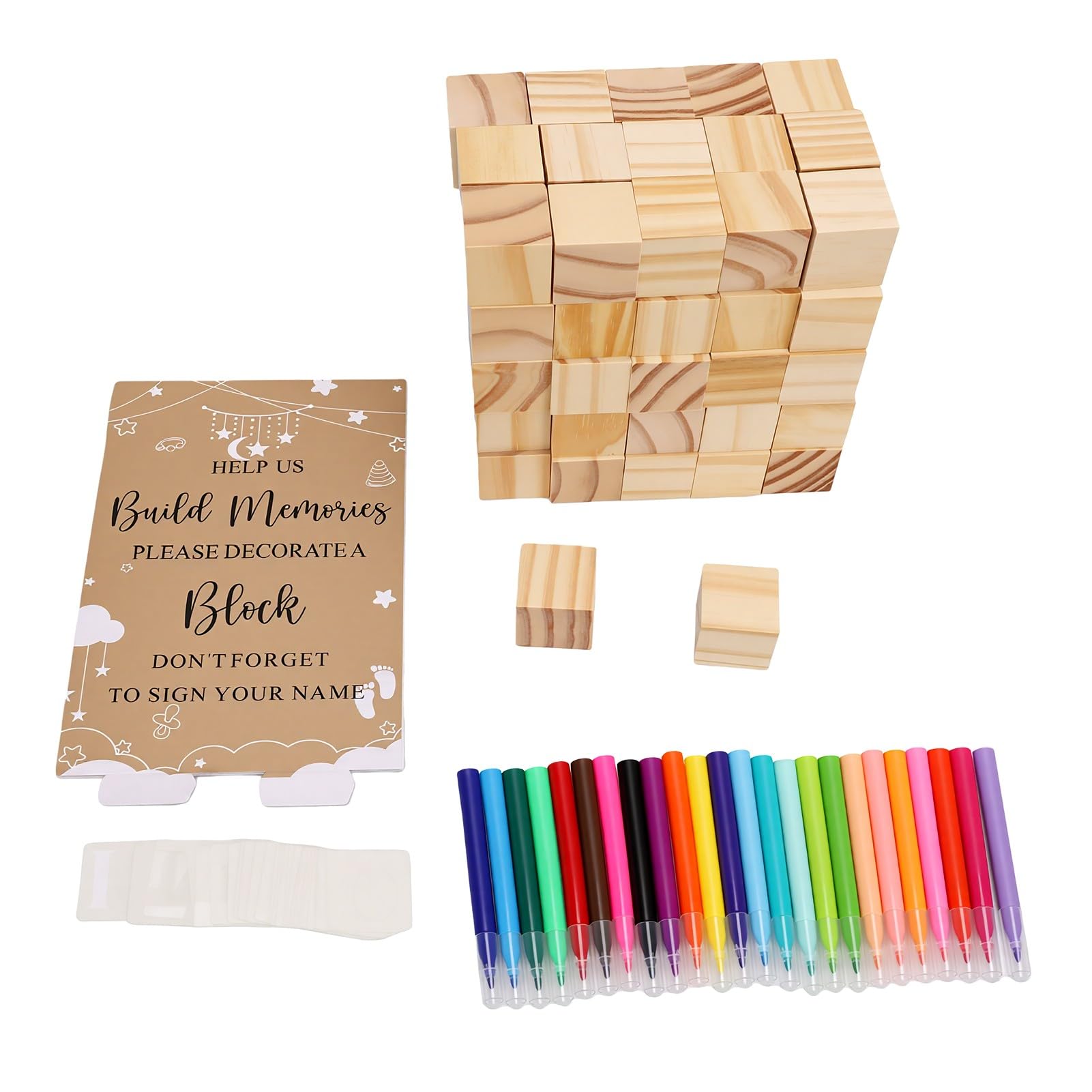 Set di Giochi a Blocchi Fai-da-te per Feste per Bambini da 147 Pezzi Attività Creativa Divertente per la Lavorazione del Legno Massello di Baby Shower