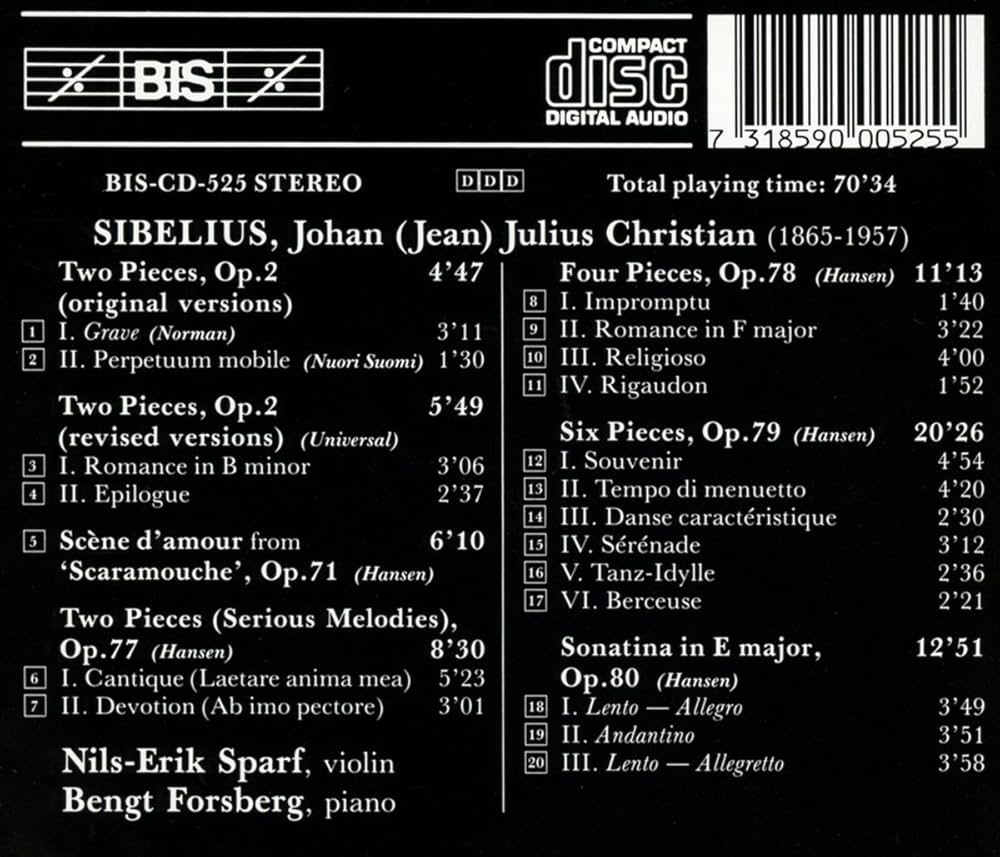 Amazon.co.jp: シベリウス：ヴァイオリンtpピアノのための作品