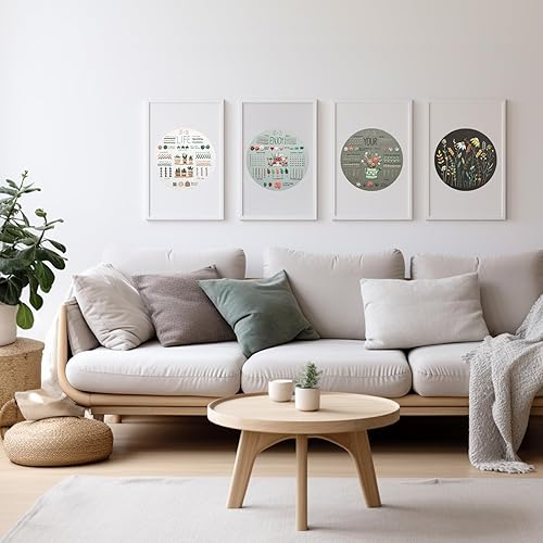 Miniatura 5 de ETSPIL Juego de 4 juegos de bordado para principiantes, kits de plantas para adultos aprenden 33 puntadas diferentes, incluye patrón estampado,