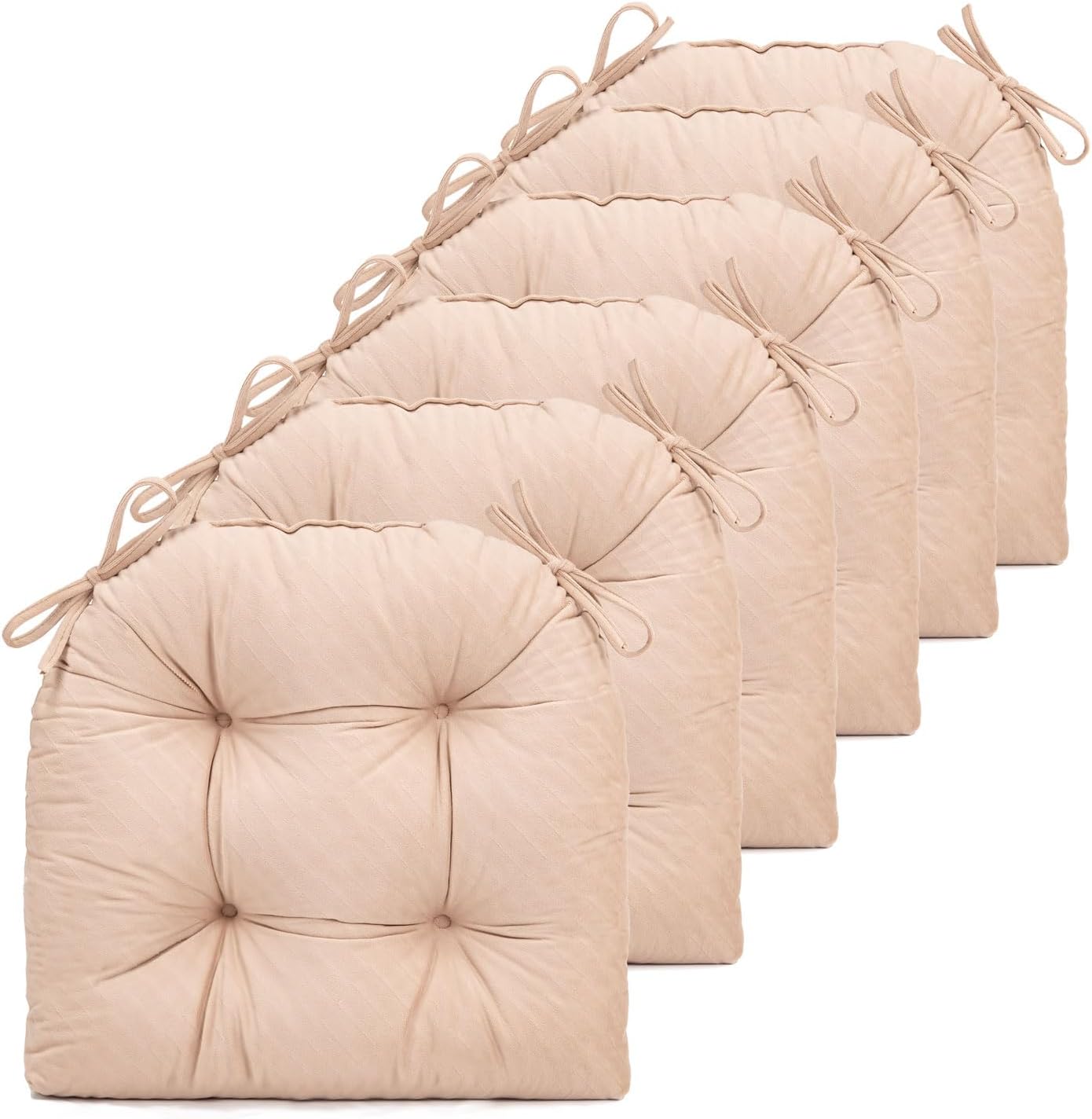 fabricastle chair cushions pads non-skid comfortable 17" x 16" seat cushion cover set of 6 for indoor kitchen dining room office chairs (khaki, 6 counts (pack of 1)) 6 counts (pack of 1) khaki