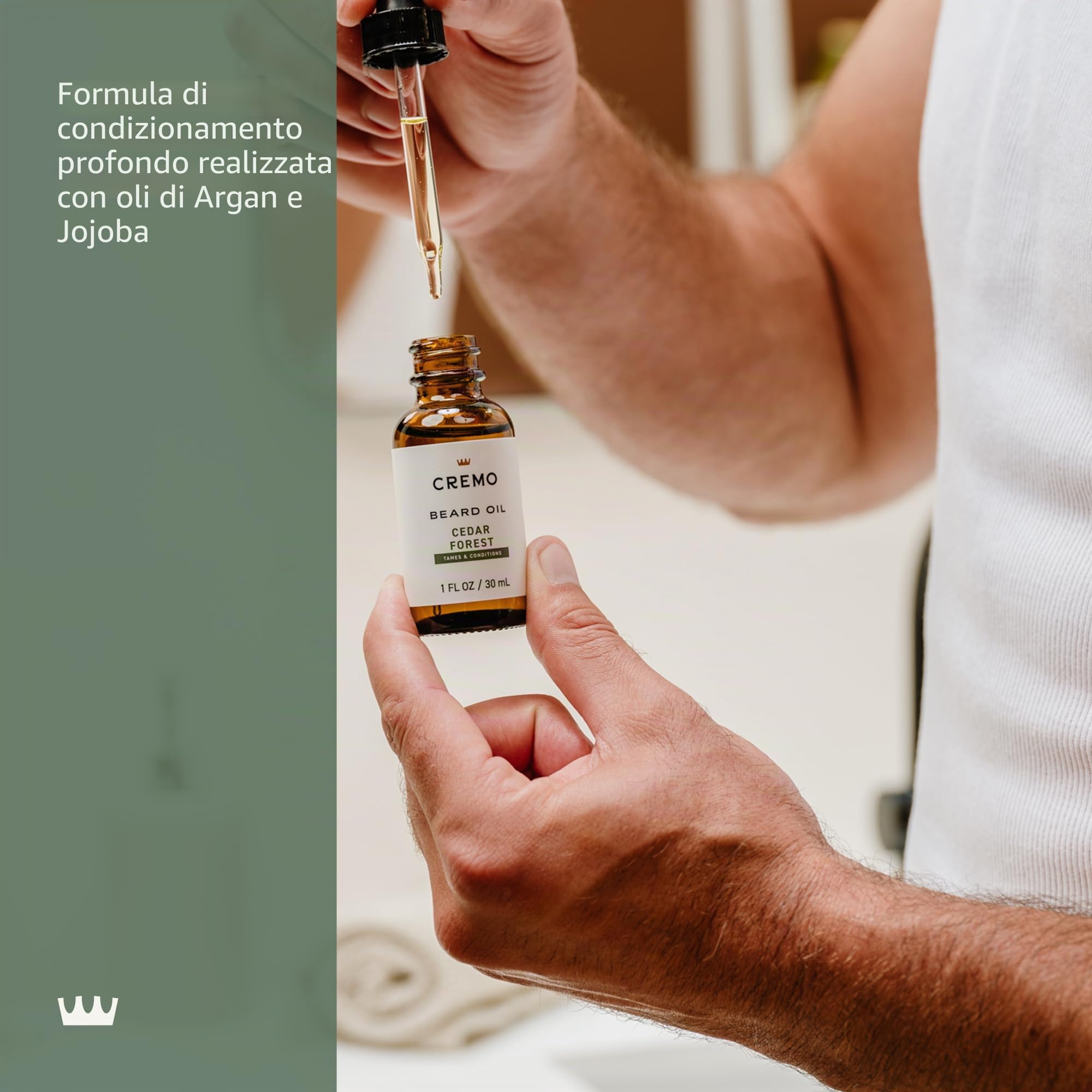 Cremo Olio da barba: ripristina l'umidità, ammorbidisce e riduce il prurito della barba per tutte le lunghezze dei peli del viso, miscela Forest da 28,3 g