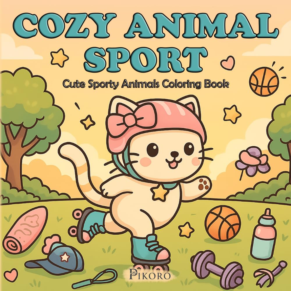 COZY ANIMAL SPORT: A Bold and Easy Coloring Book for Adults and Teens featuring Cute Sporty Animals, Relaxing Kawaii Scenes, and Simple Big Designs ... Relief (Cozy Moments Coloring Collection)