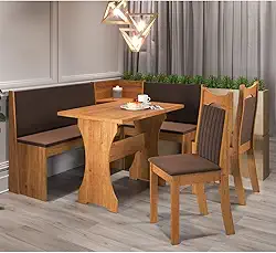 Canto Alemão Bueno com 2 Cadeiras Dalas Mel/Bombom