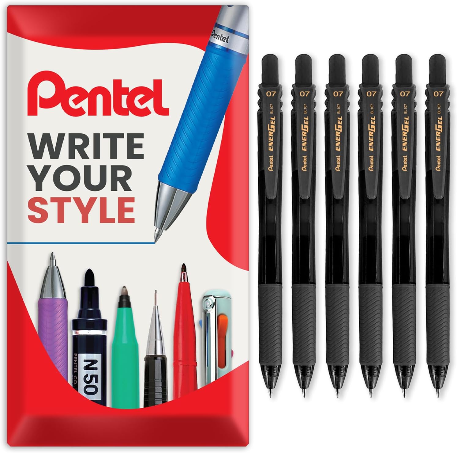 Pentel Energel X BL107 Retractable Gel Rollerball Pens - 0.7mm Nib ...