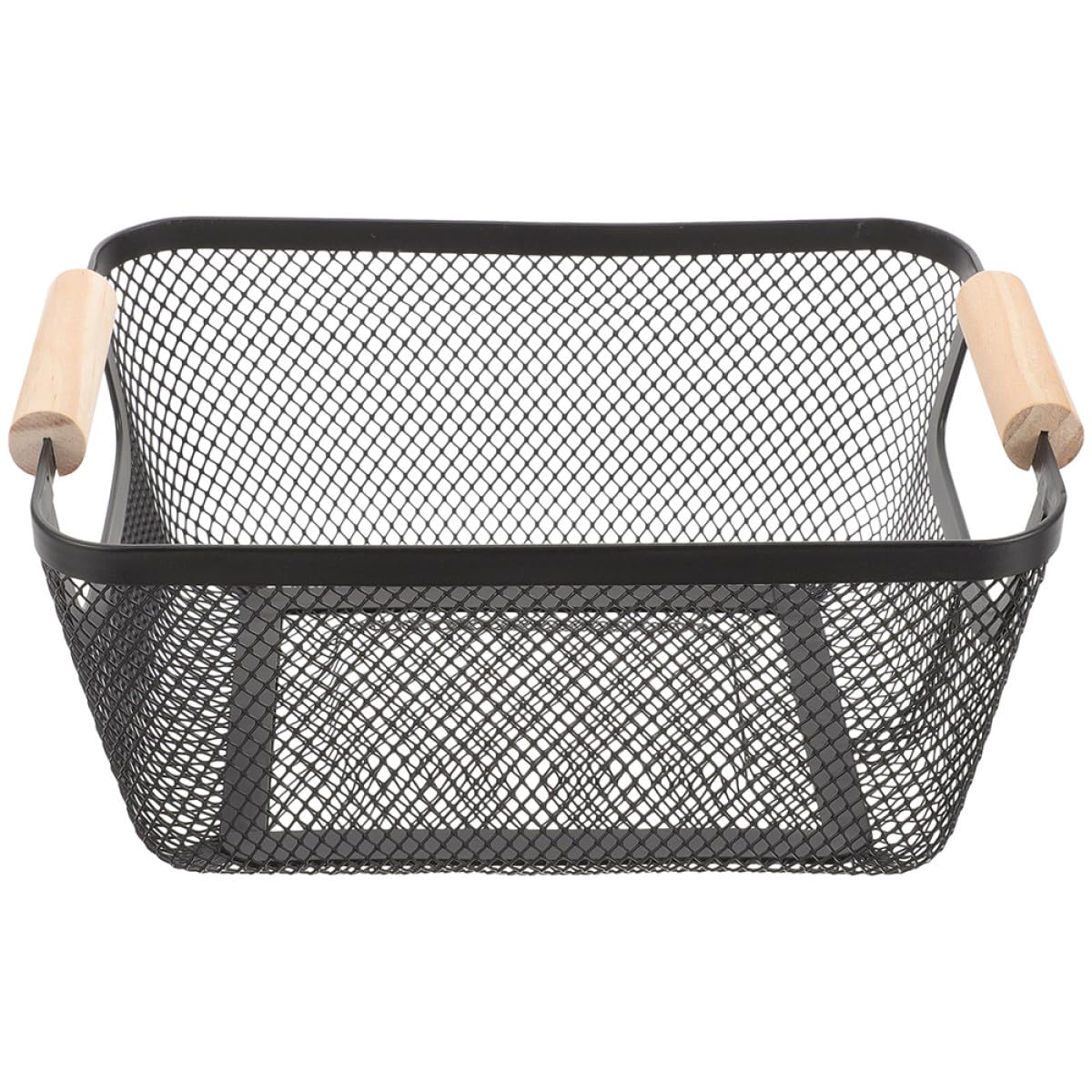 INOOMP Cesta de Gran Capacidad Rectangular de Metal Mango de Madera Estilo Nórdico para Almacenamiento y Organización en Baño y Estantes