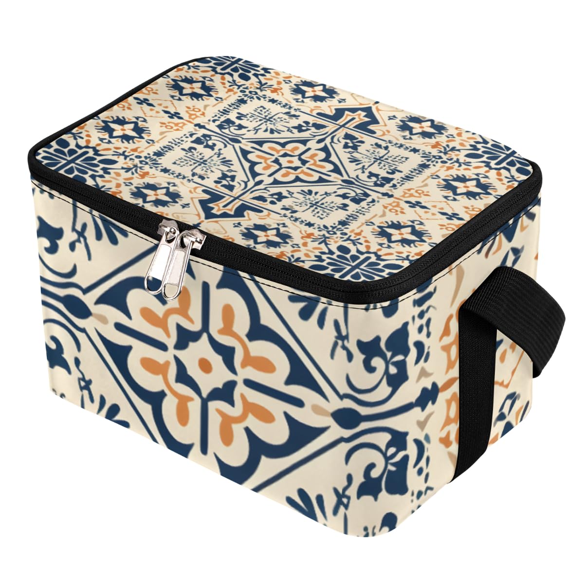 GzLeyigou Lunch Bags for Women Men 9 Cans,Abstract Flower Texture Hot & Cold Food Delivery Bag Insulated Grocery Bag Insulated Lunch Box Ethnic Doodle Cooler Bag for Office Work Picnic Beach