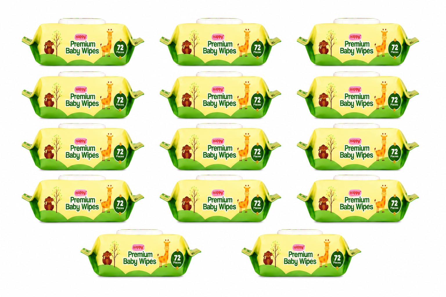happy premium baby wipes export quality with aloe vera & vitamin e alcohol-free, dermatologically safe & ph balanced | gentle skin care for newborns & toddlers | flip-top lid for lasting moisture (14, 72 count (pack of 14))