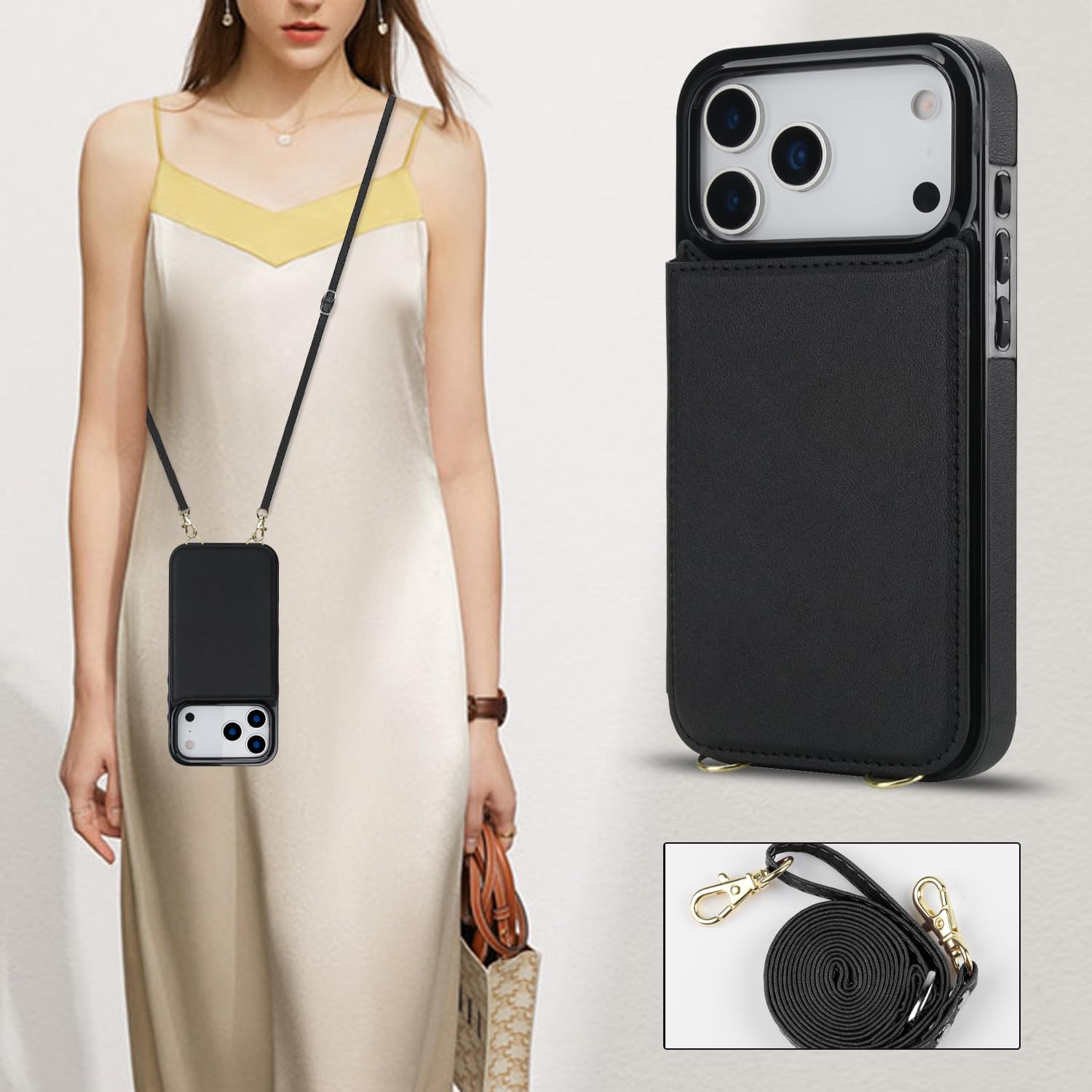 Wallet Case Compatible with iPhone 17 Pro Max, RFID Blocking Card Holder Magnetic Flip Folio Purse, Shockproof Leather Cover with Crossbody Strap Case for iPhone 17 Pro Max 6.9'' 2025 Black - Image 8