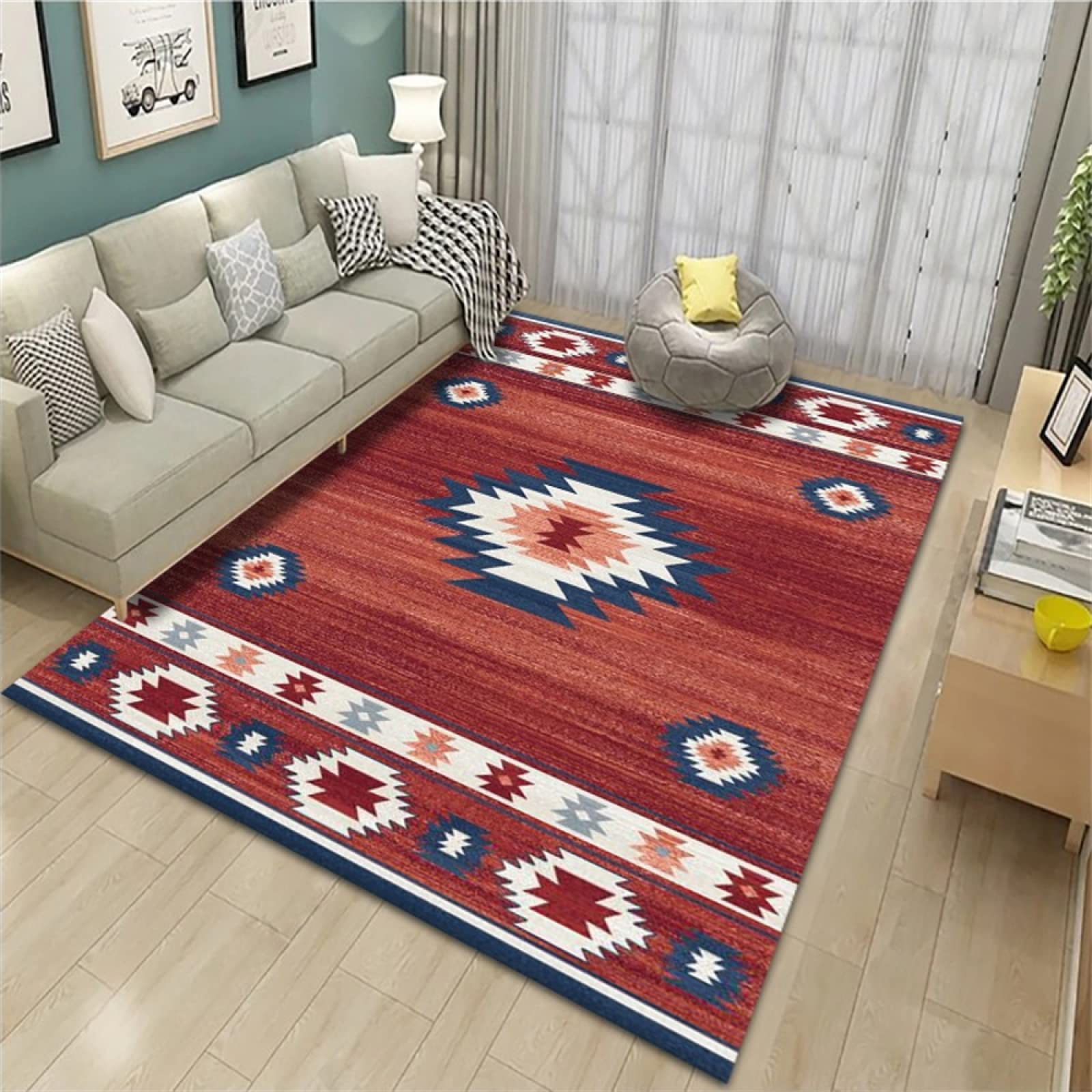 Grand tapis enfant rouge 120x200cm pour déco chambre bébé