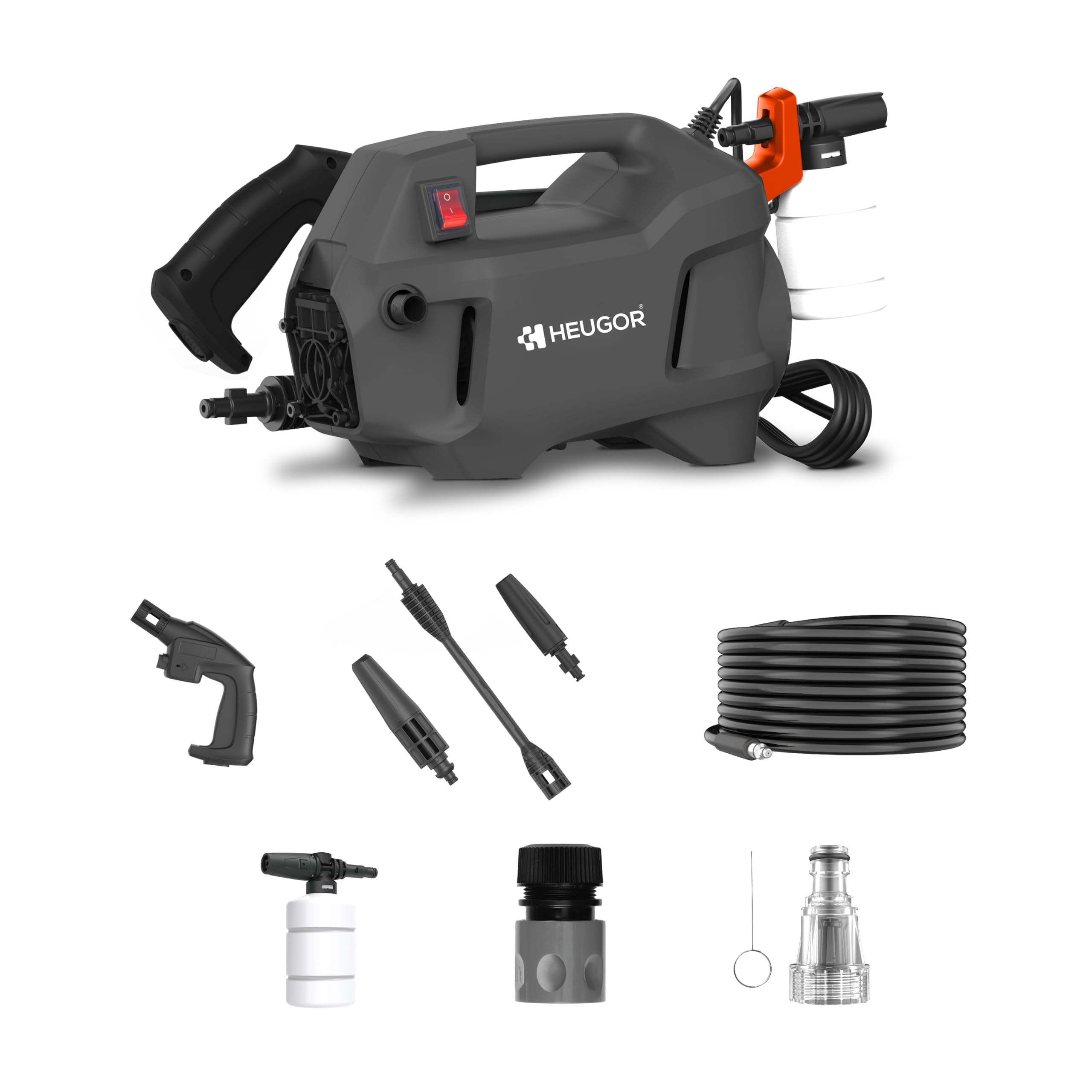 H4 Premium High Pressure Washer, 1400W, 2625 PSI, Induction Motor | Self-Suction & Auto Stop, Compact Portable Design, Vehicle & Home Cleaning, Energy-Efficient Motor, Foam Cannon Included-image-30
