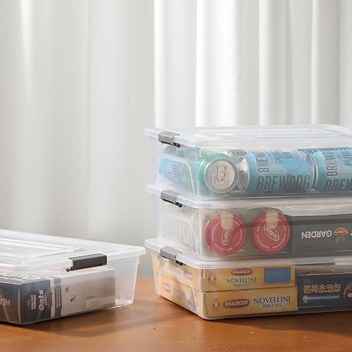 Miniatura 7 de novelinks Contenedores de almacenamiento apilables transparentes con tapa, cajas de almacenamiento de plástico duradero para oficina en casa,