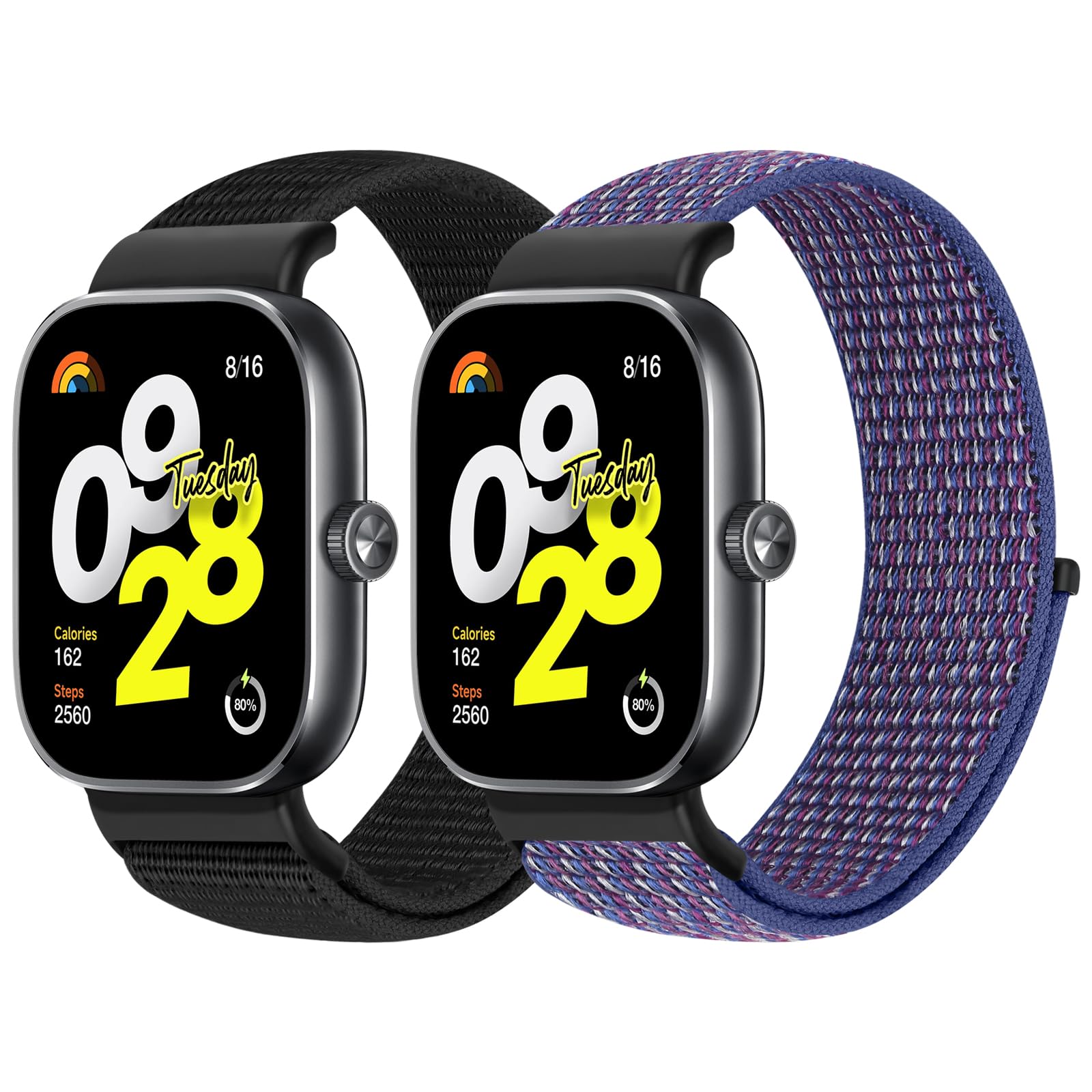 Relting Nylon Bands Compatible with Redmi Watch 4/Xiaomi Smart Band 8 Pro/Xiaomi Smart Band 9 Pro, 2 Pcs Adjustable Sports Replacement Bands for Women