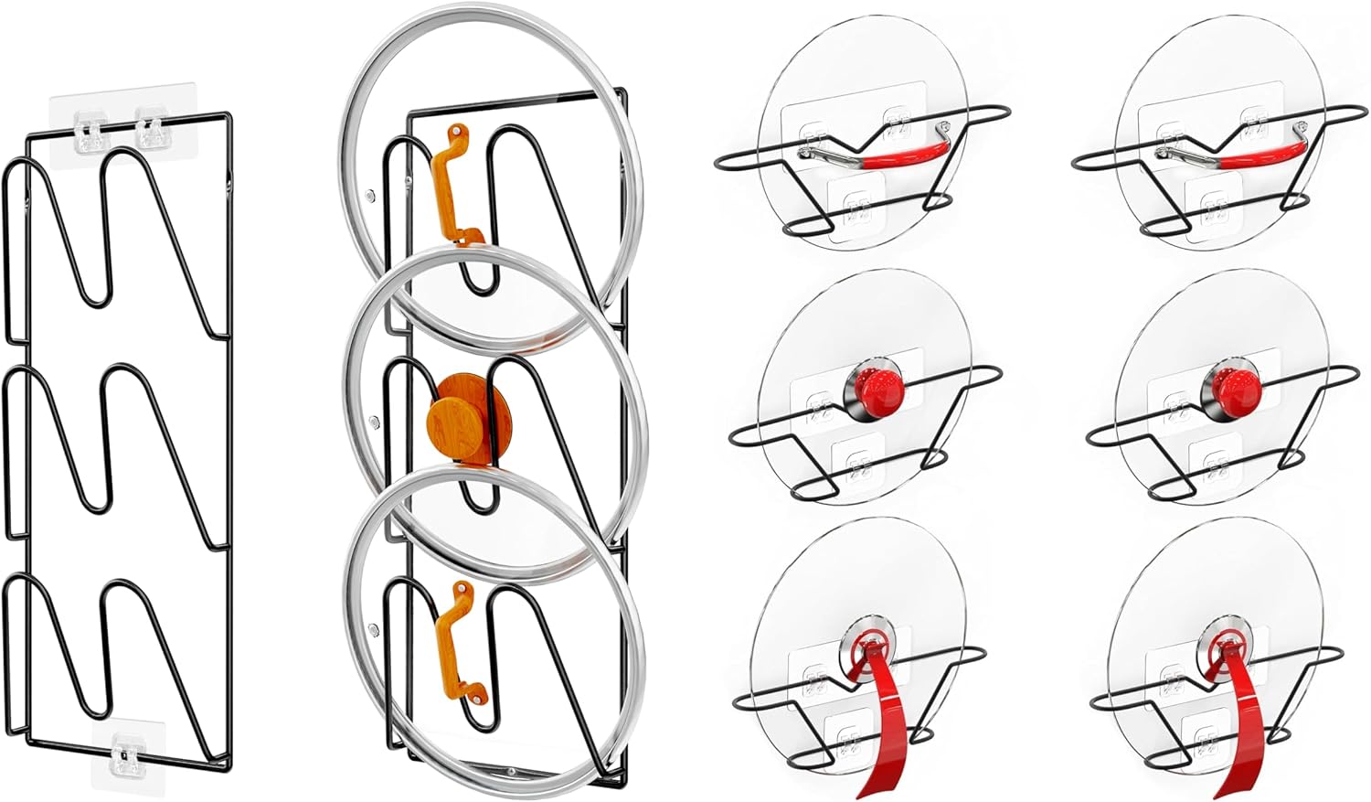 Amazon.com - Durmmur Bundle of 2 Pack Pot Lid Organizer Rack & 6 Pack ...