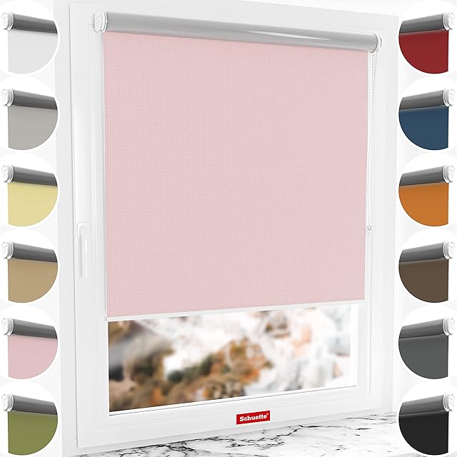 Schuette® Roleta zaciemniająca bez wiercenia/z wierceniem 2 w 1  roleta termiczna kolekcja: Powder Blush (różowa)  45 x 130 cm (szerokość x wysokość)  Suprafix roleta zaciskowa = Klemmfix 2.0