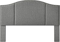 Vista 16 de 24KF Middle Century - Cabecera capitonada tapizada en lino con clavos de latón antiguo, cabecera Queen / Matrimonial, color gris oscuro