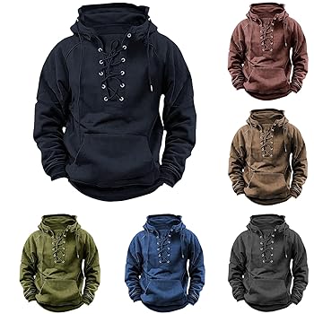 YSERB Tactical Hoodies for Men Rotro Lace Up Hooded Pullover