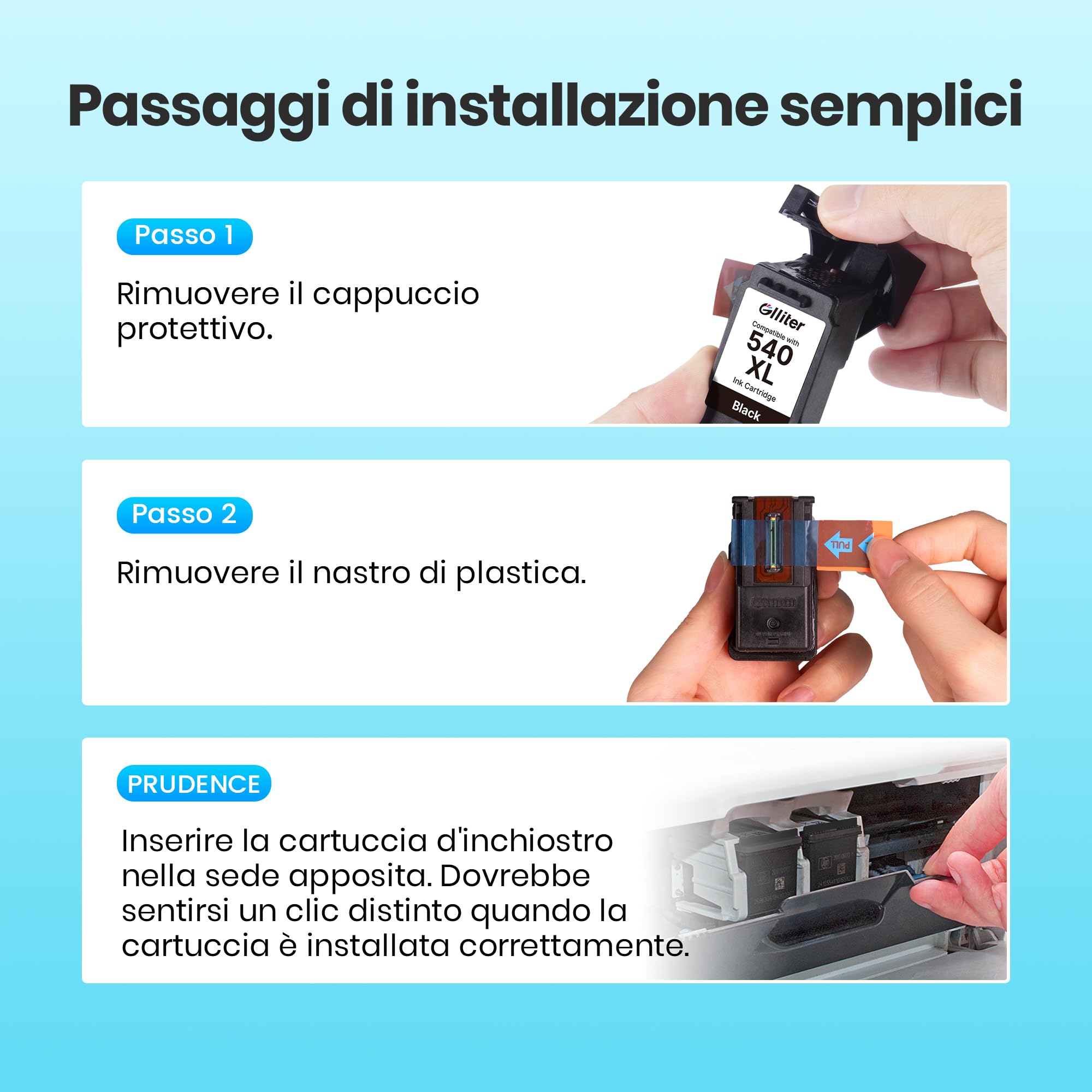 PG 540 XL Cartuccia Sostituzione per Canon 540 Nero PG 540 540XL Cartucce d'inchiostro per Canon TS5150 per Pixma MG3650S MG3650 MG3600 TS5151 TS5100 MG4250 MX475 MX375 MX395 (1 Nero)