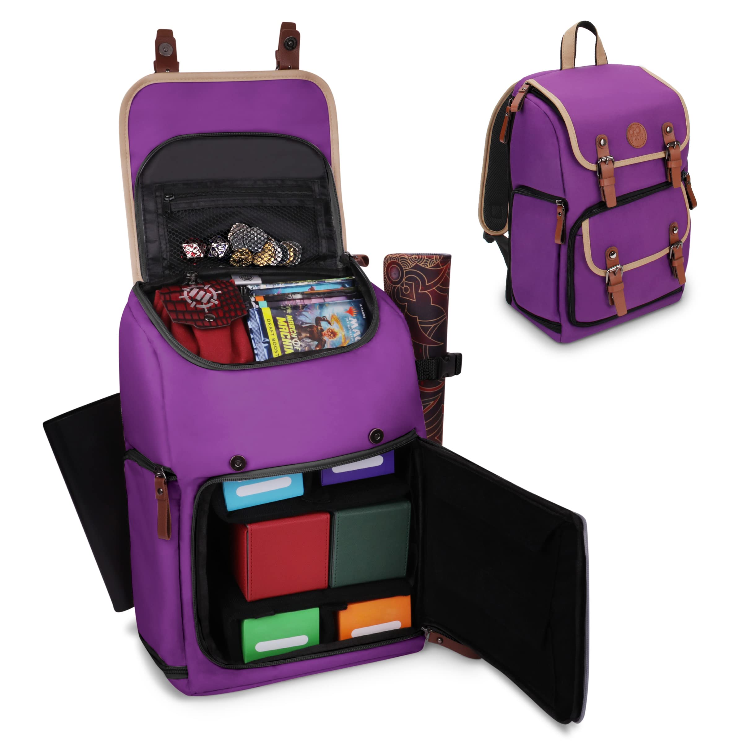 Enhance Medium Trading Card Backpack for Playing Cards - Card Binder Space, TCG Deck Box - Compatible with Magic The Gathering, Pokemon (Purple) — image 1