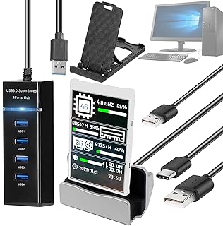 Tela Secundária Tipo C | monitor computador exibição multitema 3,5 polegadas,IPS tipo C tela secundária CPU GPU RAM HDD Monitoramento para Mini ITX Case Maxten