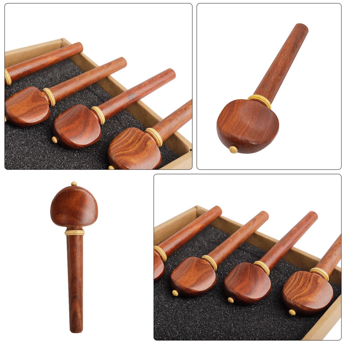 TOYANDONA 4 Pezzi Piroli in Legno per Violoncello da Accessori Professionali per Accordatura Superficie Liscia e Arrotondato Regalo per Musicisti e Studenti di Violoncello