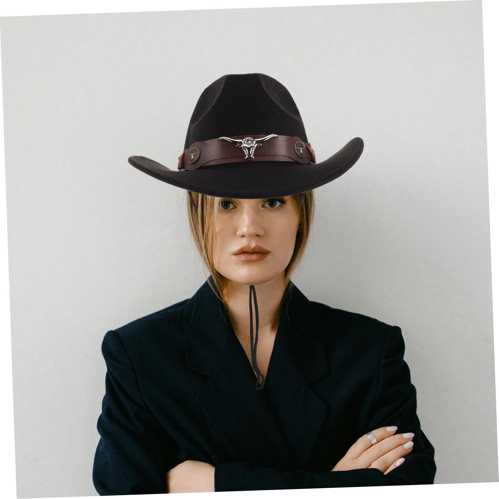 VALICLUD 4pezzi Cappello Western Uomo in Morbido Panno di Fibbia Regolabile e Ala Larga per Protezione Solare Adatto Eventi all Aperto e Outfit Country