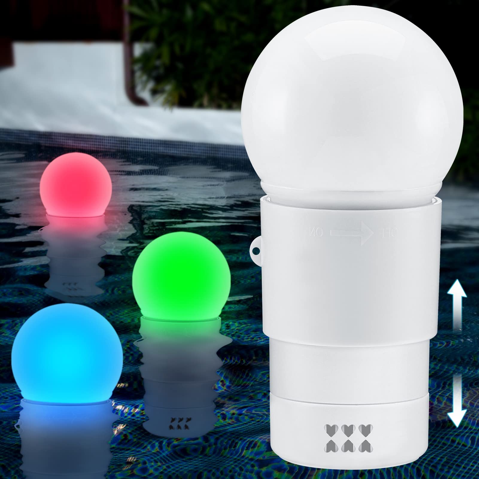 Pool Chlorine Floater, Chemical Dispenser with Solar Colorful Ball