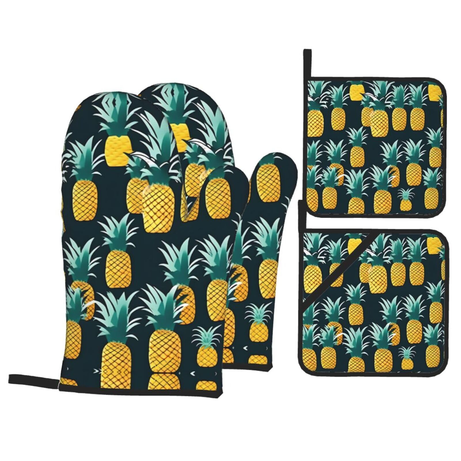 Pine Print Oven Mitts,Pot Holders, Heat Resistant Oven Mitts Gloves,Hot Pads for Kitchen Cooking Grill