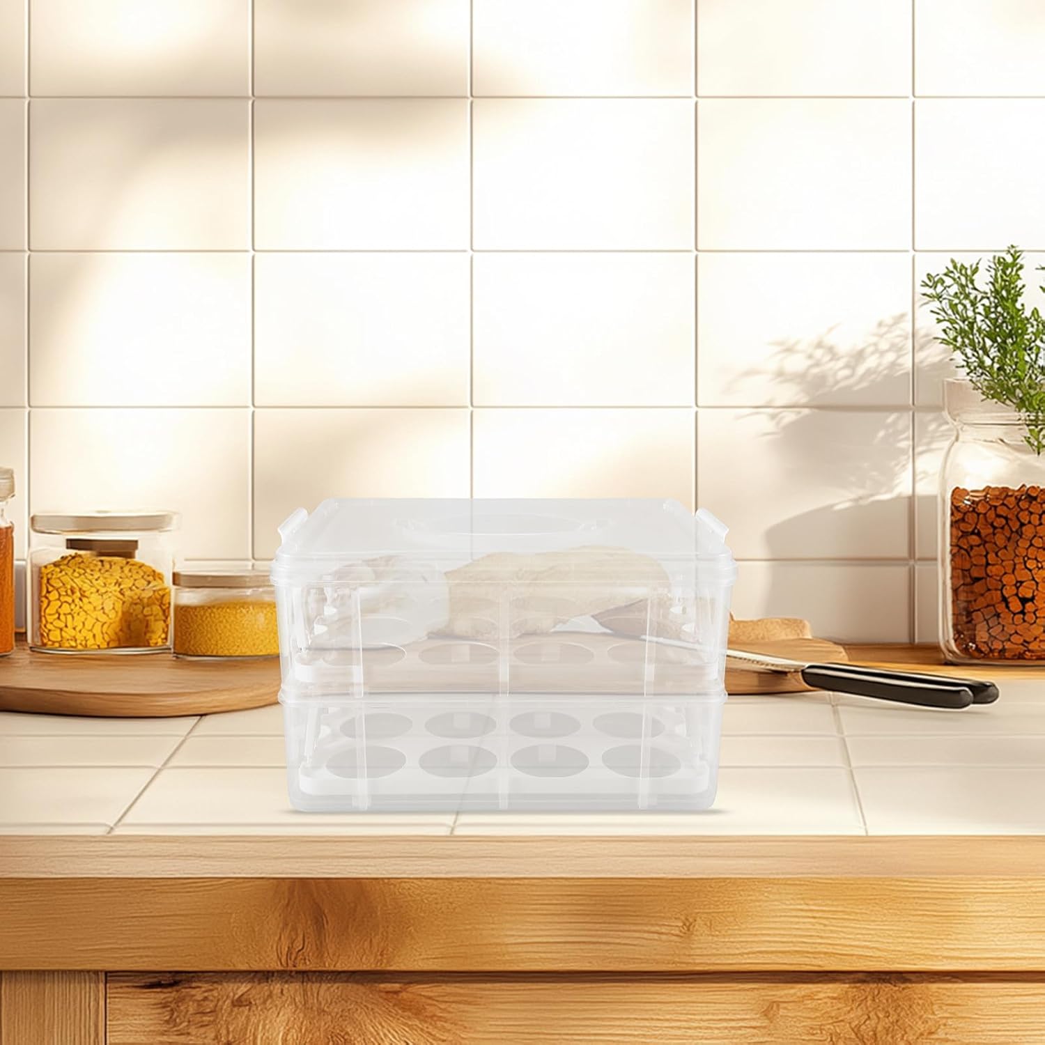 Portable Rectangular Cupcake Carrier with Handle, Two-layer 24-cupcake Transport Box, Sealed Dessert Storage Container for Outdoor and Party Use