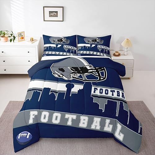 Erosebridal Football City Comforter Set Full Football Bedding for Boys Girls Blu