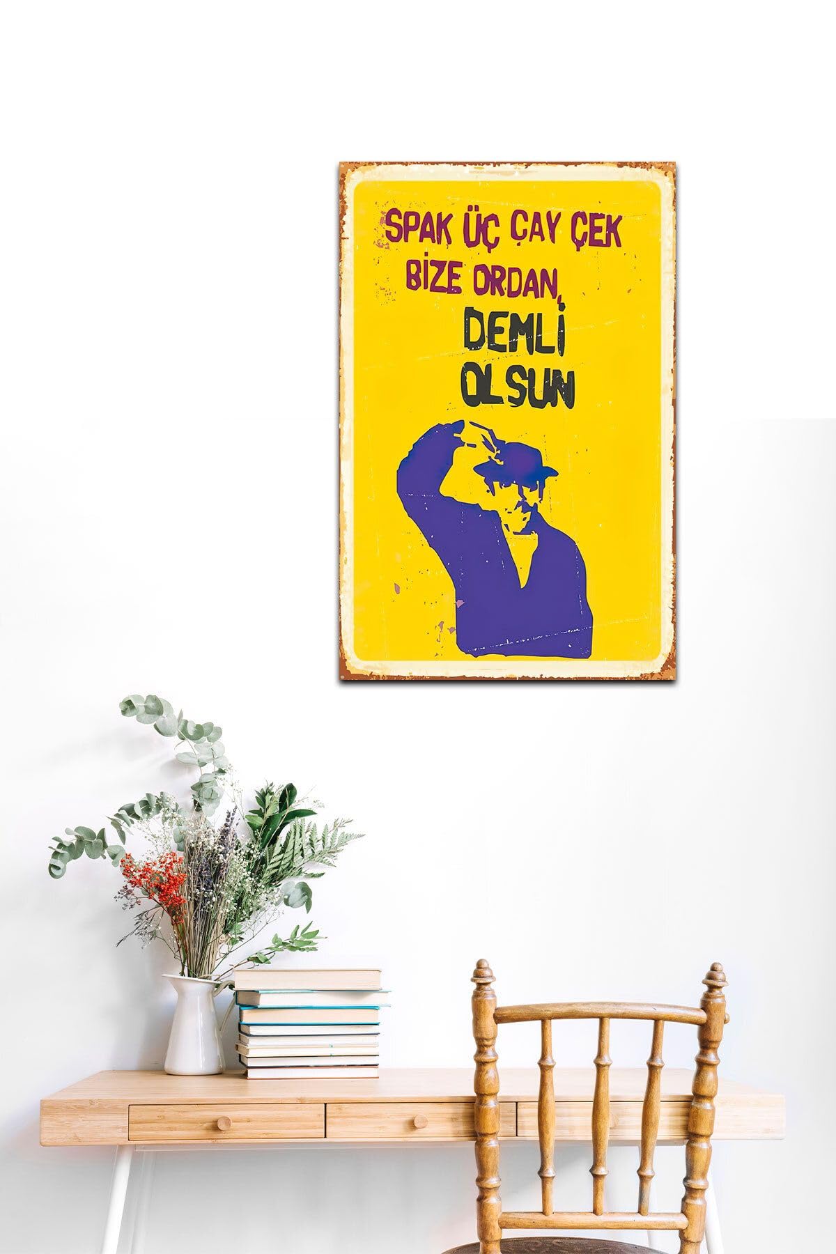 Dekolia Spak Üç Çay Çek Bize Ordan Demli Olsun Turist Ömer Retro Vintage Mdf Drtr0027