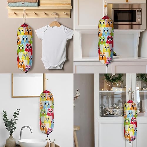 Miniatura 6 de Plastic Bag Holder Cute Owl Birds, Reusable Grocery Bag Holder, Hanging Plastic Bag Dispenser for Kitchen Decor