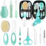 WXA Kit de soins de santé et de toilettage pour bébé avec coupe-ongles, ciseaux, kit de toilettage pour nouveau-nés (18 en 1, vert) - 1