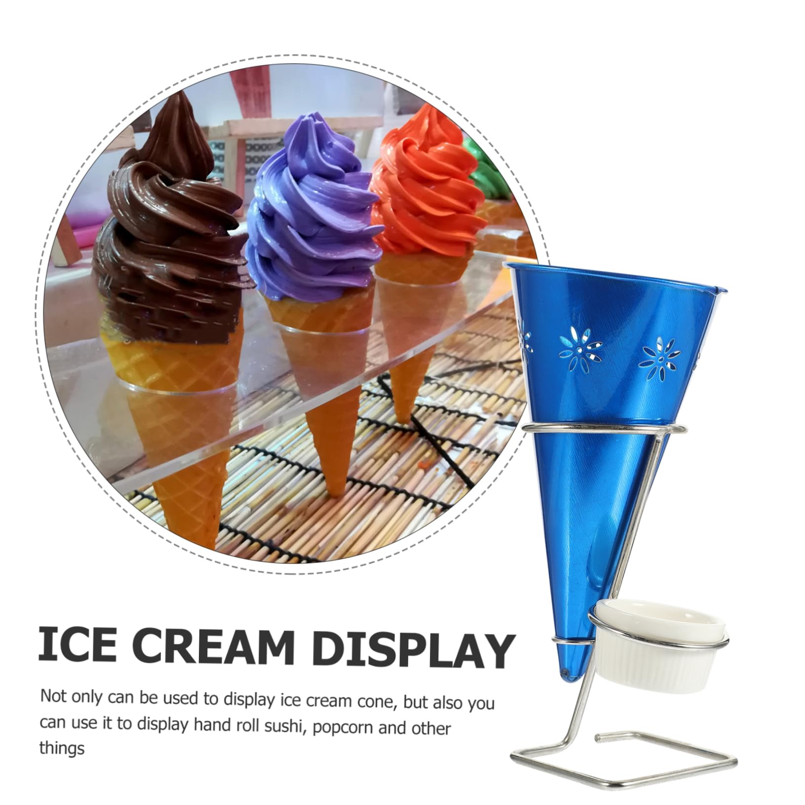 Porta Coni Gelato In Acciaio Inox - Set Da 4 Pezzi Per Esposizione Professionale - Foto 5