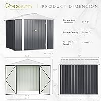 Vista 4 de Greesum Cobertizo de almacenamiento al aire libre de 8 x 6 pies, cobertizo de herramientas de utilidad, cobertizo de almacenamiento de metal