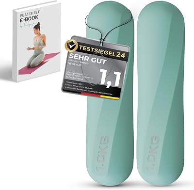 NEOLYMP Pilates Hanteln 1 kg – rutschfestes Silikon Hantelset – ergonomische Kurzhanteln 2er Set für Pilates, Yoga & Home Workout – kleine Hanteln für Frauen