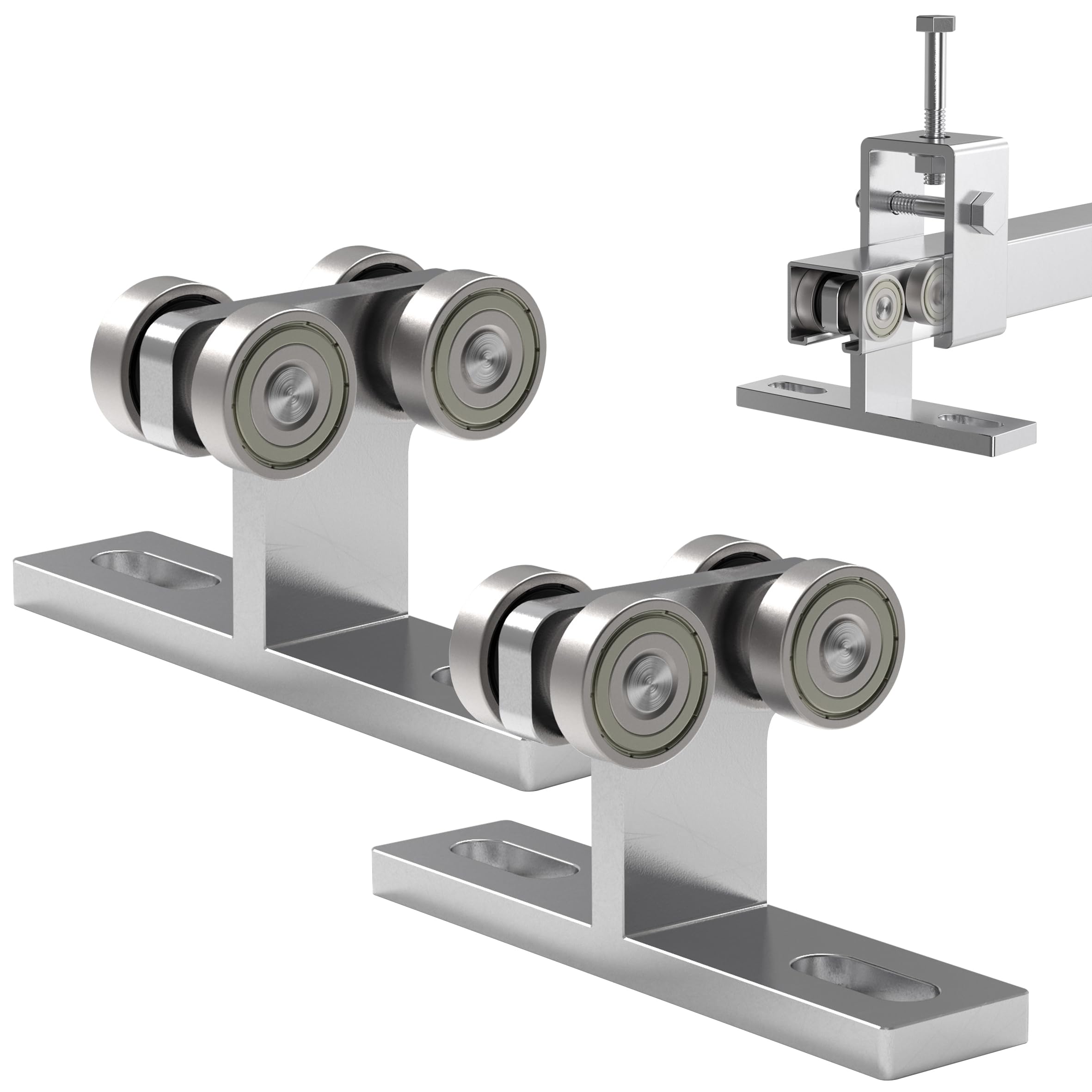 SIWOOD Electric Hoist Installation Roller Trolley 4 Wheel Trolley Assembly Silent for use with 1-5/8" Wide and All 1-5/8" or Taller Strut Channel (Silver 2)