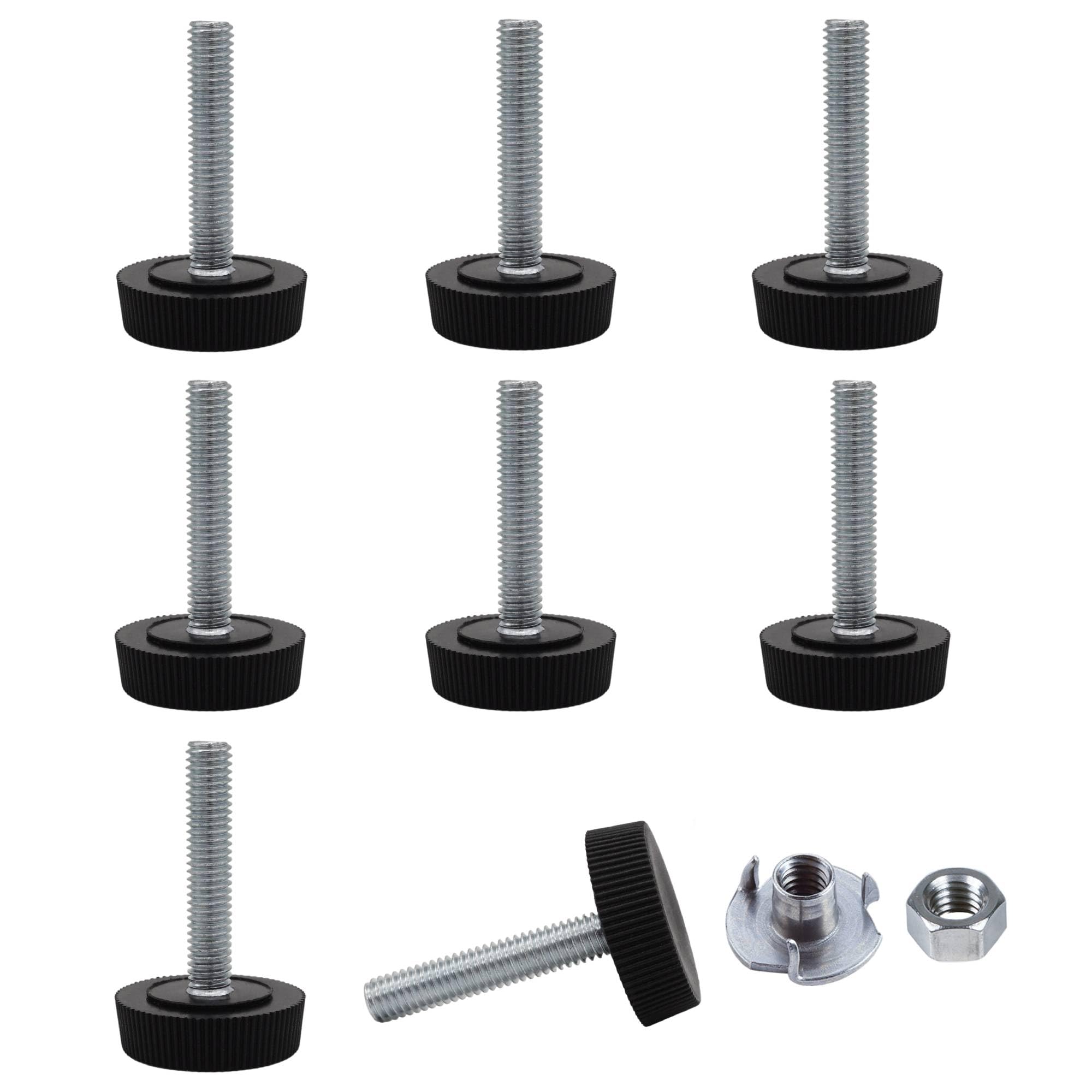 SKIR'CO 8 pcs, Furniture Leveling Feet M6 x 30 mm, Adjustable Round Legs 25 mm Diameter, M6 Thread Leveler Foot (Nuts Included)